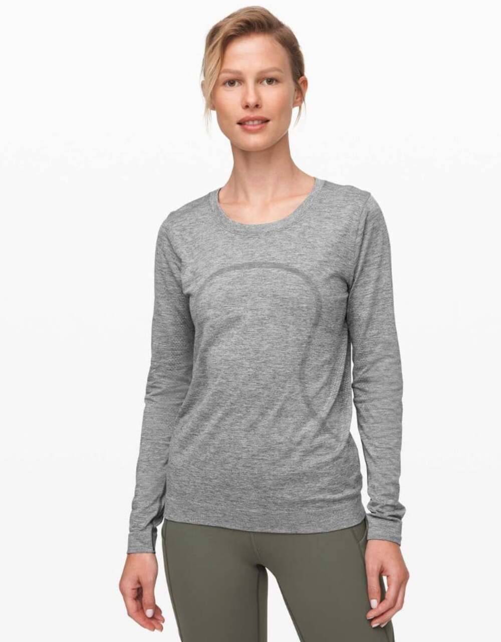 Lululemon Swiftly Relaxed Long Sleeve Slate Gray / White Size 14